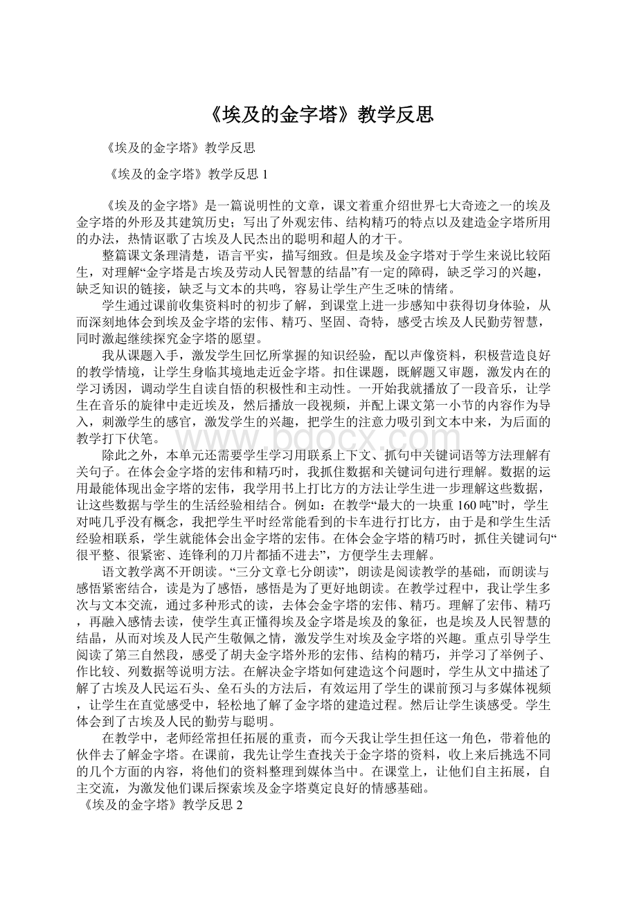 《埃及的金字塔》教学反思Word格式文档下载.docx_第1页