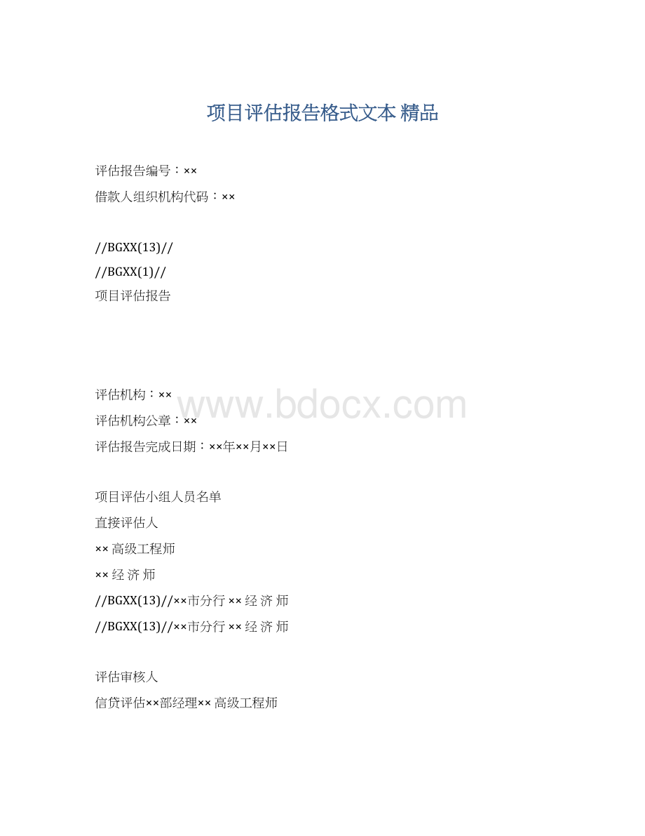 项目评估报告格式文本 精品.docx