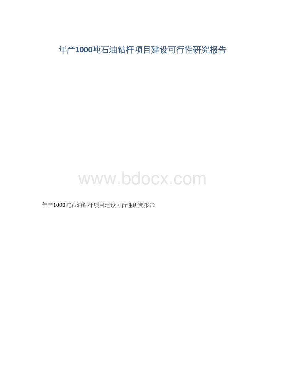 年产1000吨石油钻杆项目建设可行性研究报告Word格式文档下载.docx_第1页