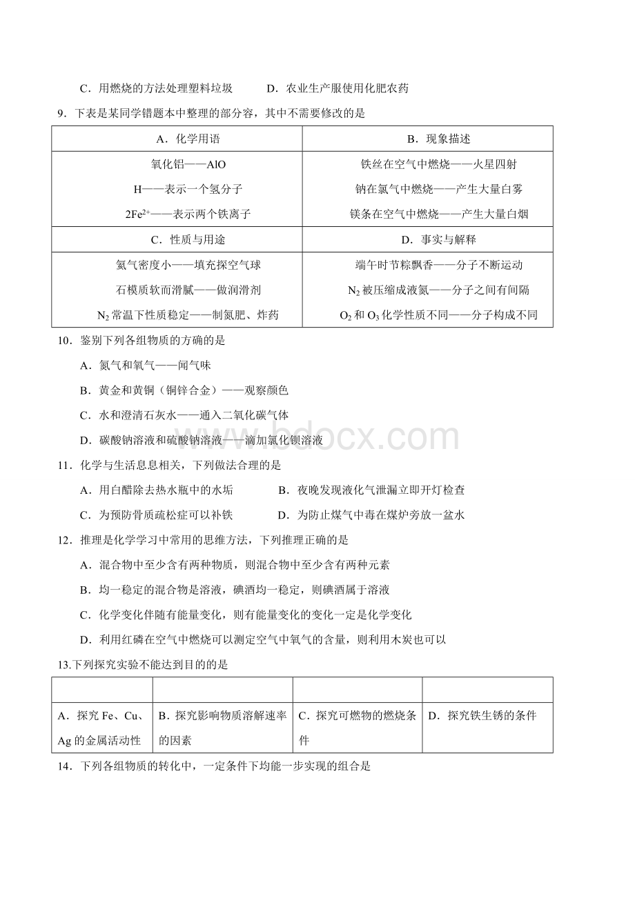 赤峰市中考化学试卷与答案Word文档下载推荐.doc_第2页