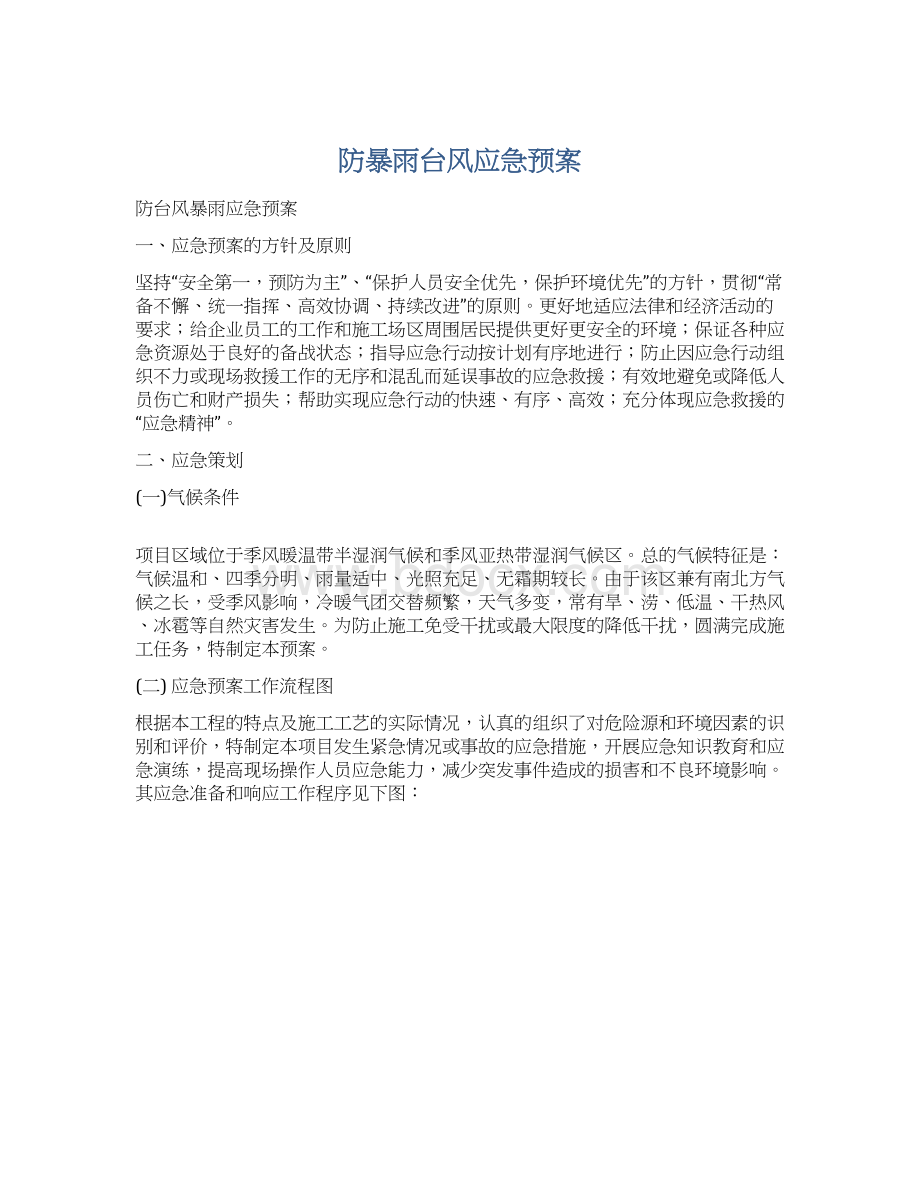 防暴雨台风应急预案文档格式.docx