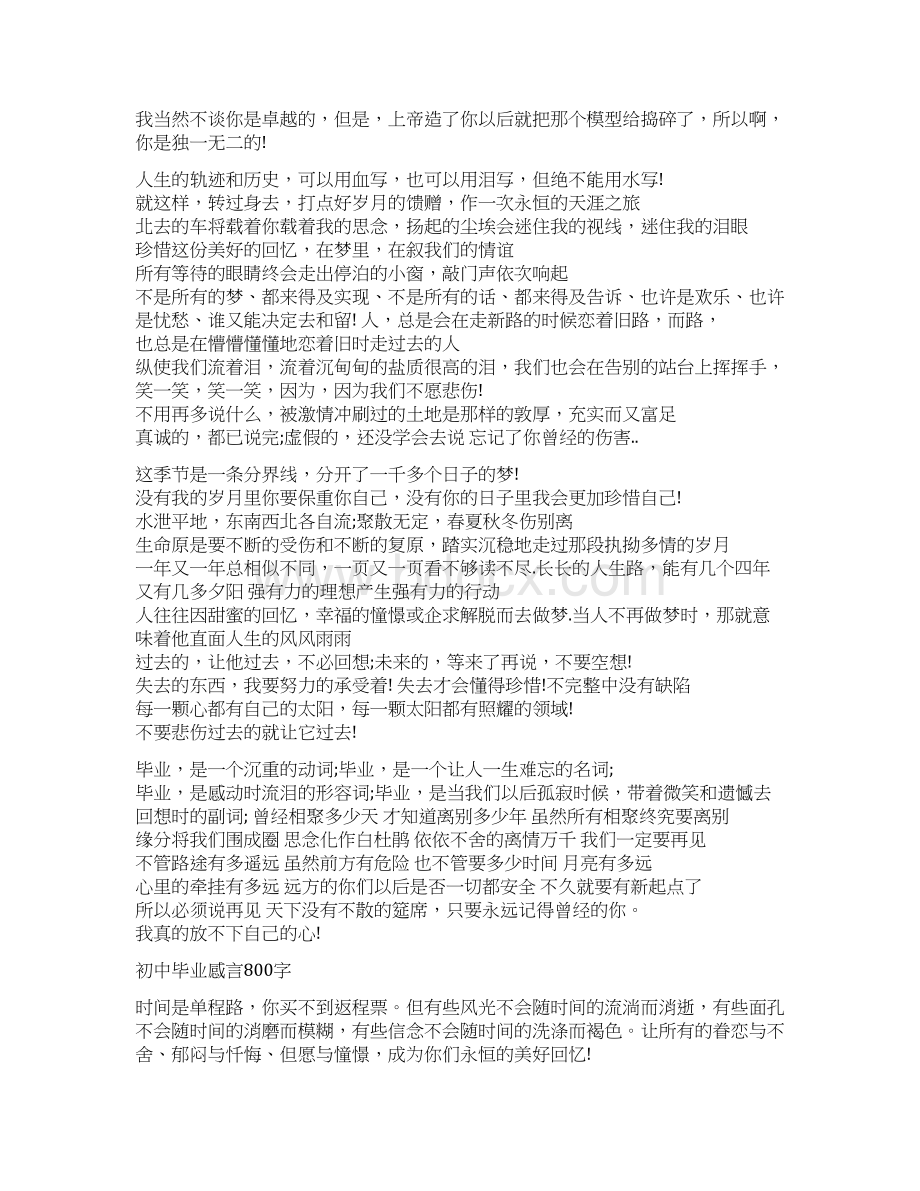 初中毕业感言800字Word格式文档下载.docx_第2页