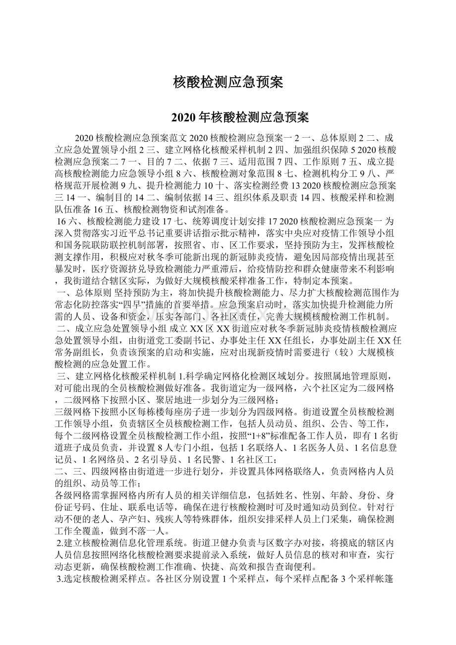 核酸检测应急预案Word格式文档下载.docx