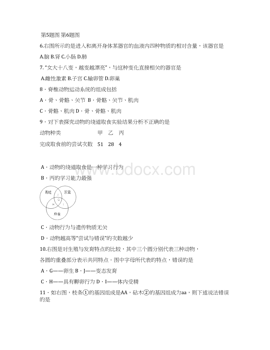 中考模拟生物试题及答案.docx_第3页