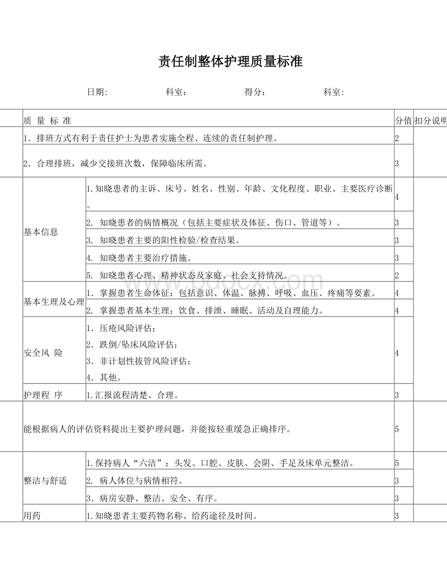 责任制整体护理考核标准文档格式.doc