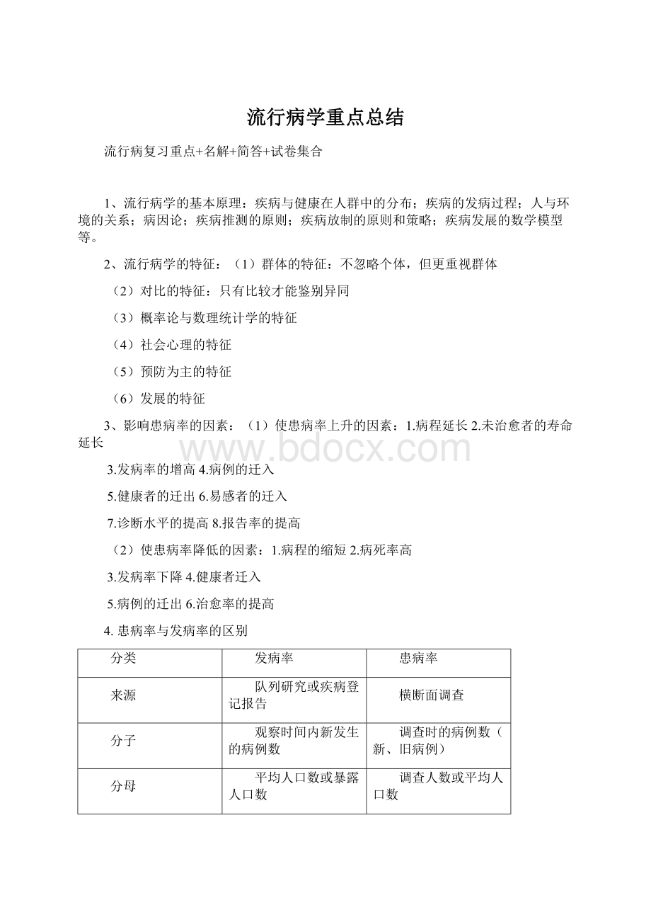 流行病学重点总结Word格式.docx