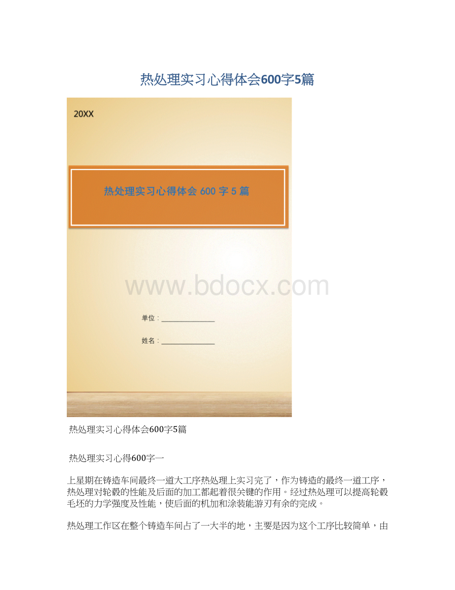 热处理实习心得体会600字5篇文档格式.docx_第1页