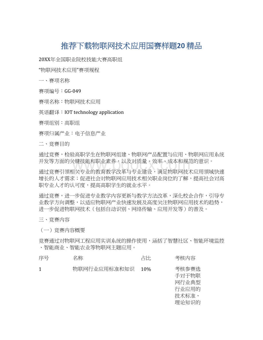 推荐下载物联网技术应用国赛样题20 精品Word格式.docx_第1页