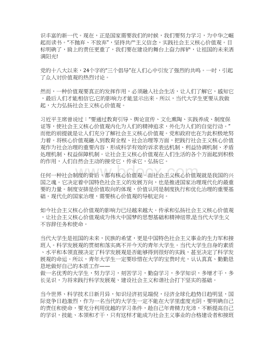 学习社会主义核心价值观心得体会大学生.docx_第3页