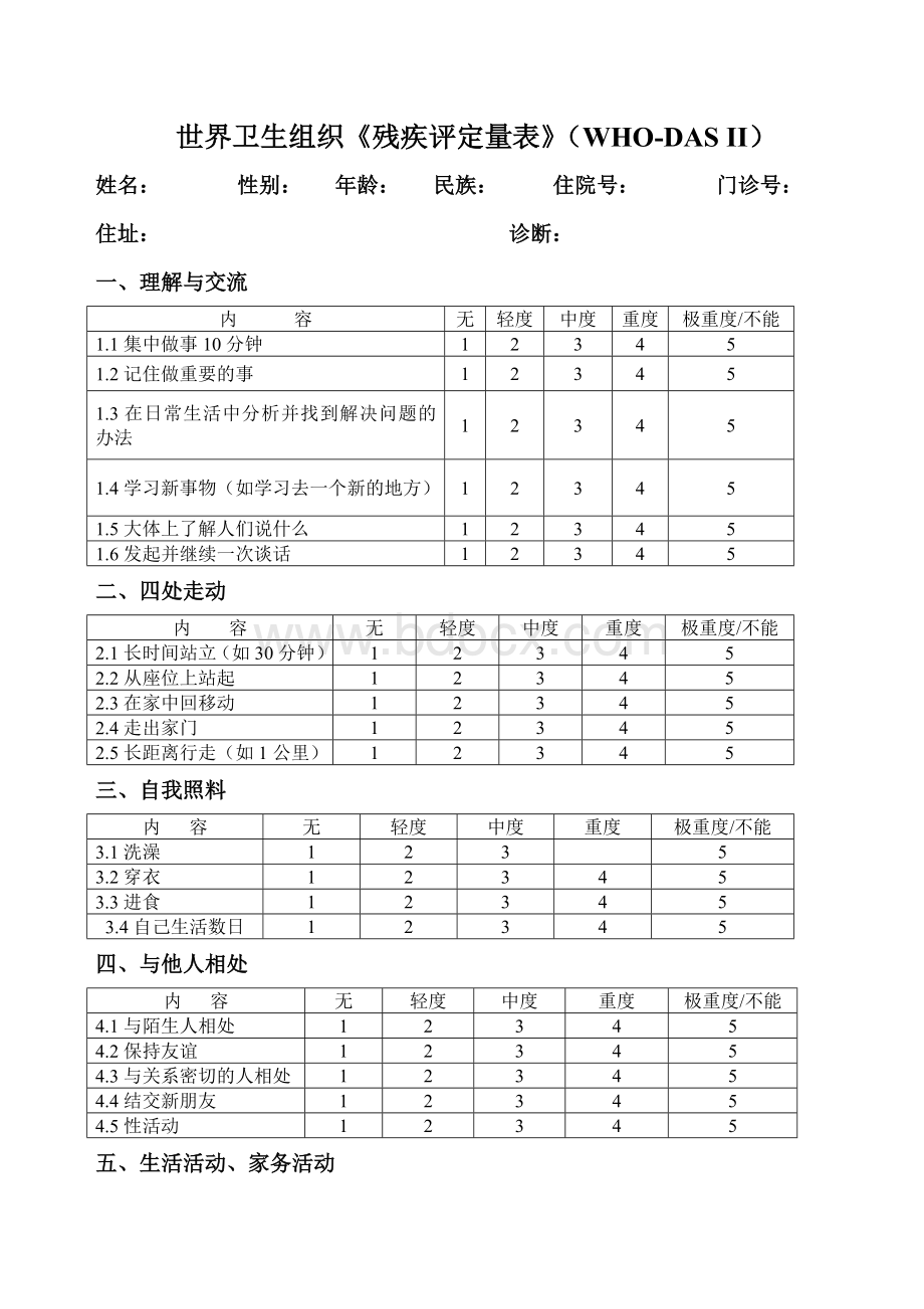 WHO残疾评定量表_精品文档.doc