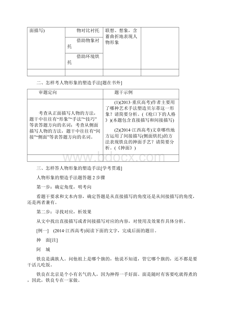 版高考语文一轮复习专题八文学类文本一小说阅读第4讲以感受品格为核心目标完胜形象题Word格式.docx_第3页