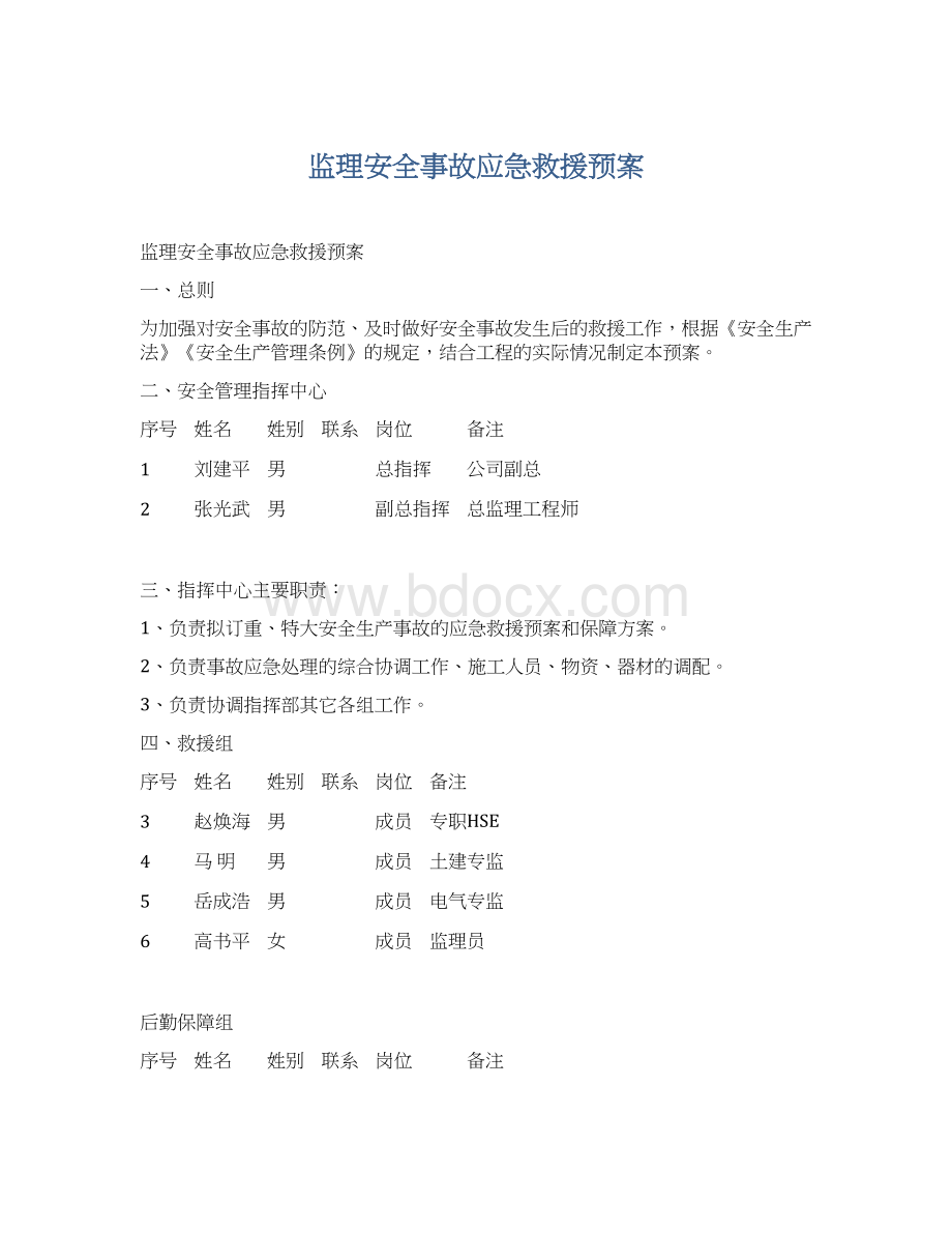 监理安全事故应急救援预案.docx_第1页