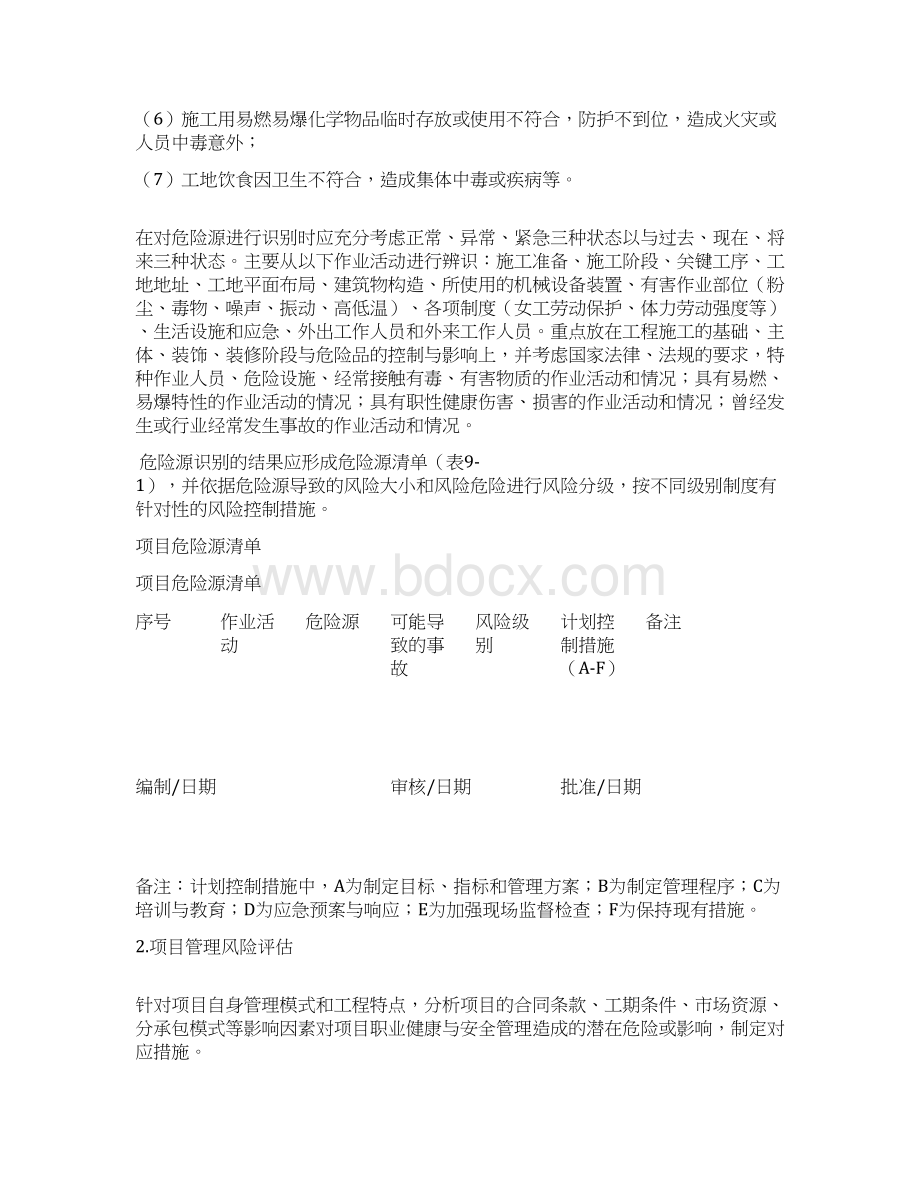 项目职业健康与安全管理实施计划方案Word文档下载推荐.docx_第2页