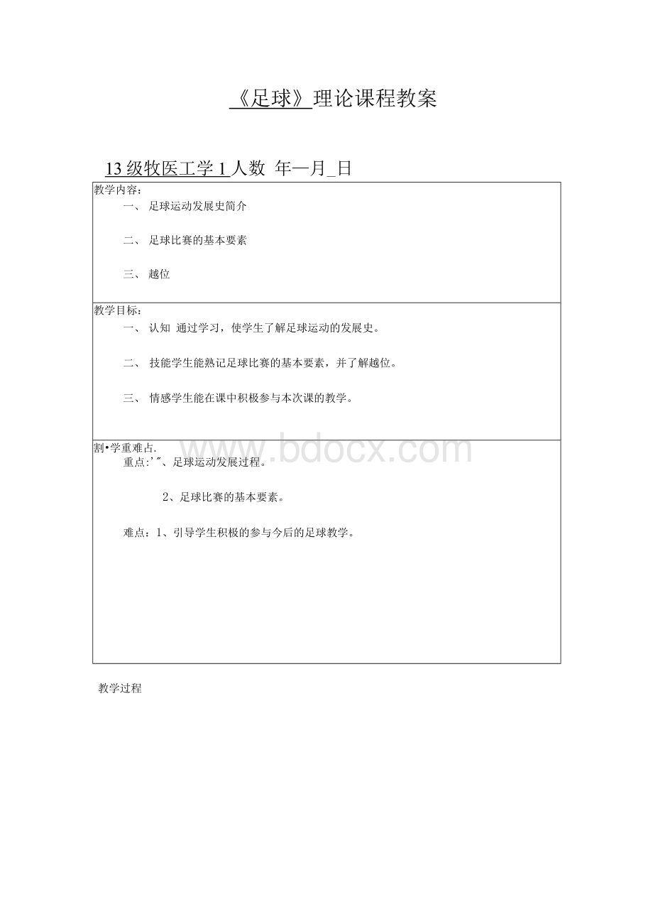 足球理论课程教案(精品).docx_第1页