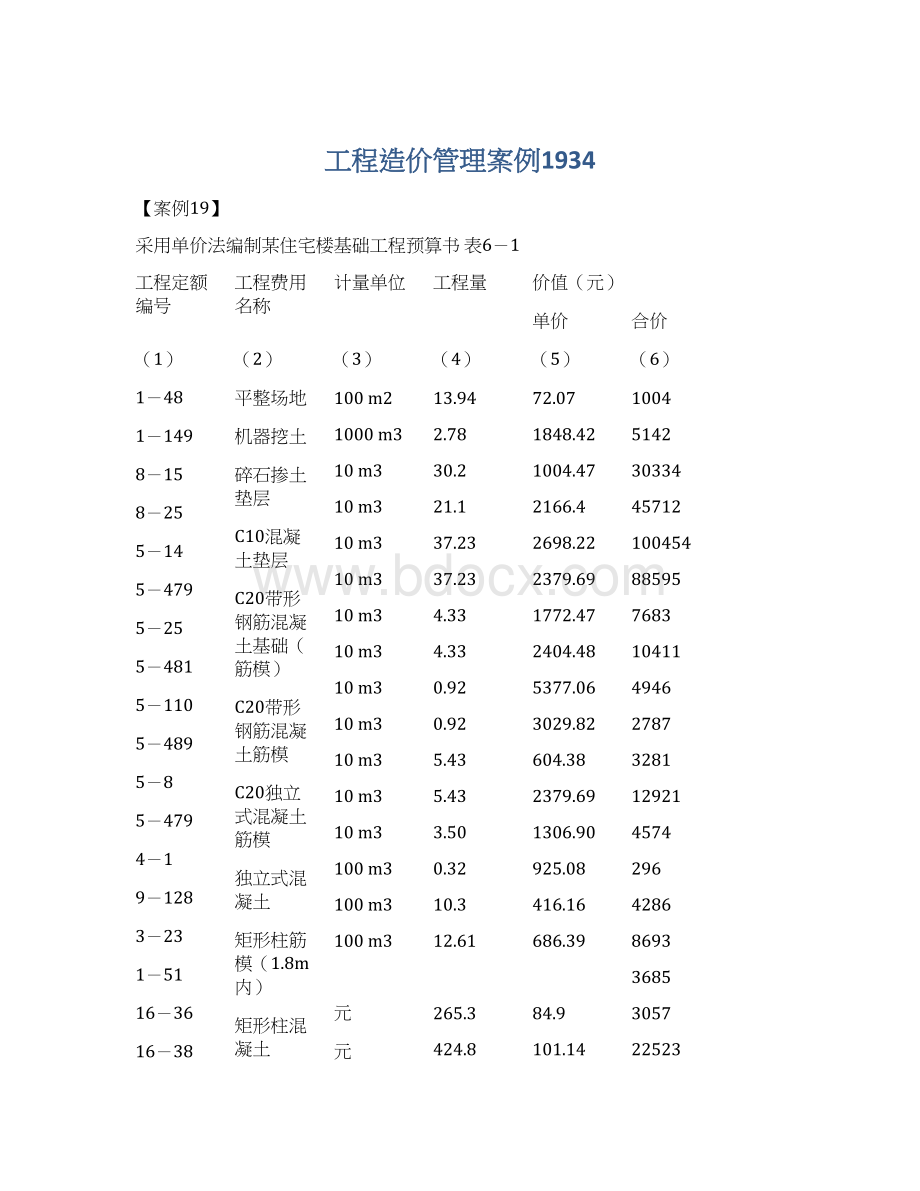 工程造价管理案例1934.docx