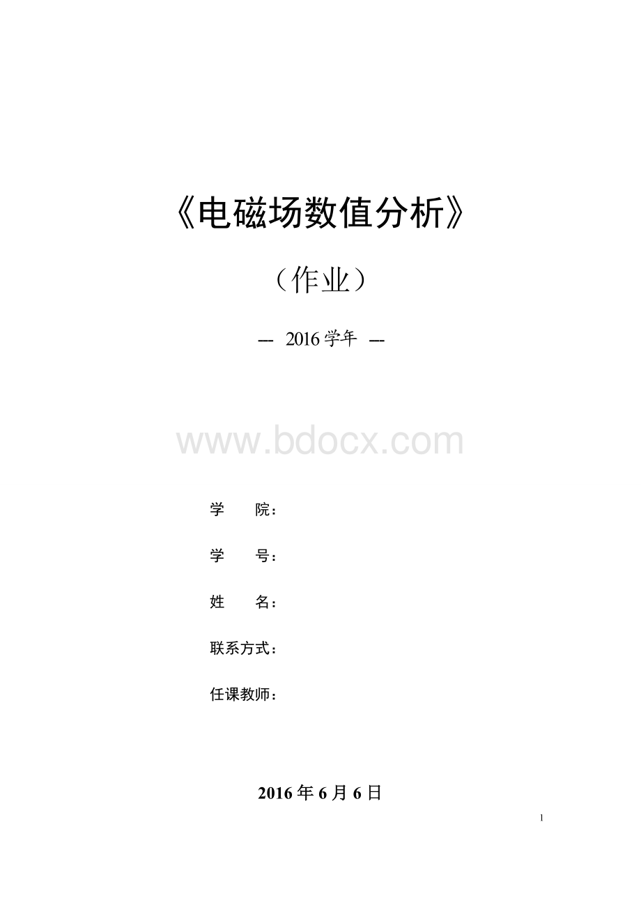 电磁场数值分析文档格式.docx