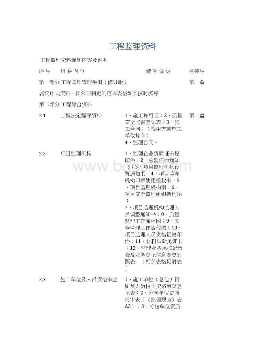 工程监理资料Word文件下载.docx_第1页