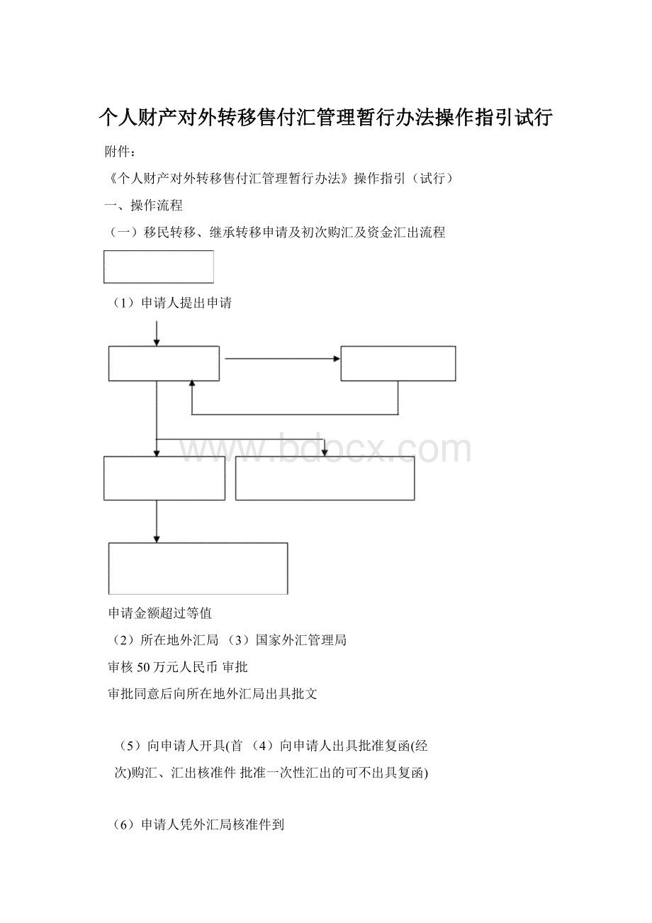 个人财产对外转移售付汇管理暂行办法操作指引试行文档格式.docx