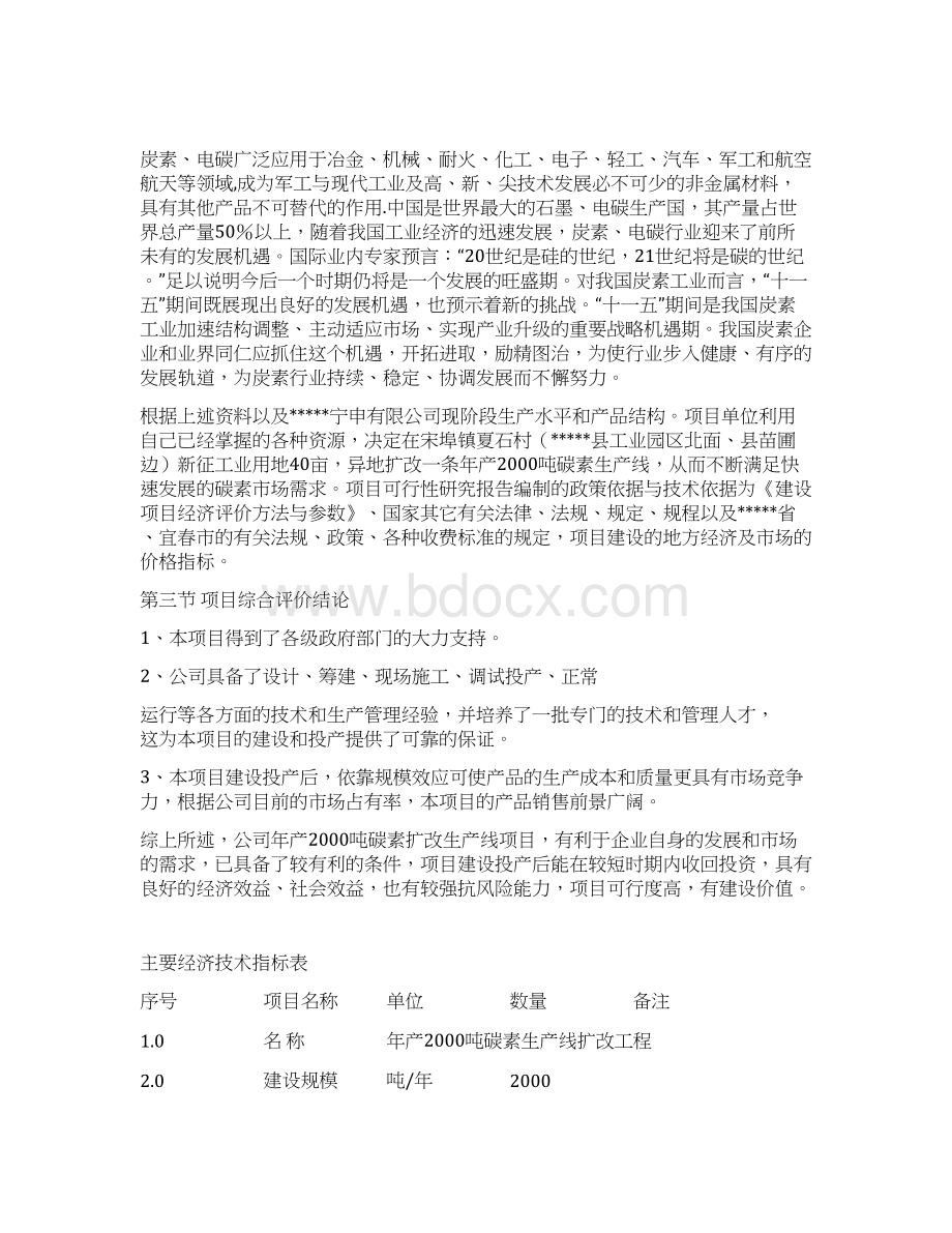 年产吨碳素生产线扩改工程项目可行性研究报告文档格式.docx_第2页