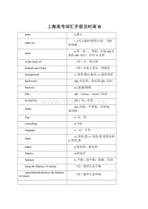 上海高考词汇手册及时雨B.docx