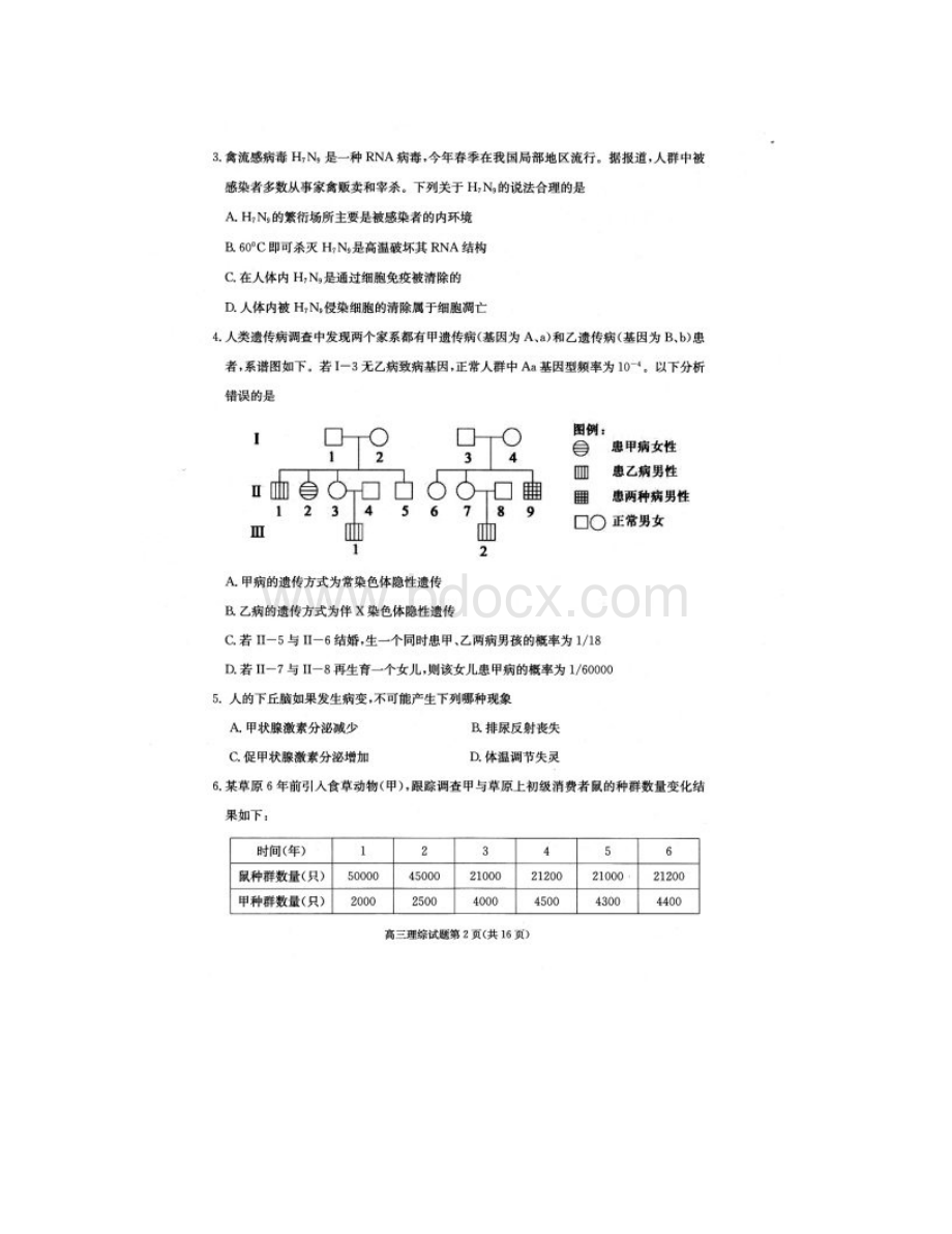 安徽省合肥市高三三模理综试题及答案Word下载.docx_第2页