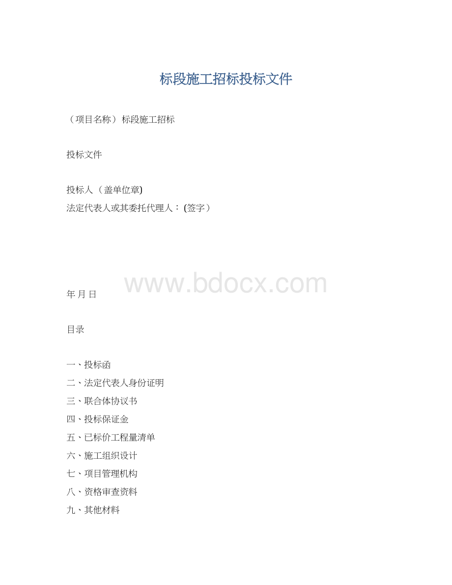 标段施工招标投标文件.docx_第1页