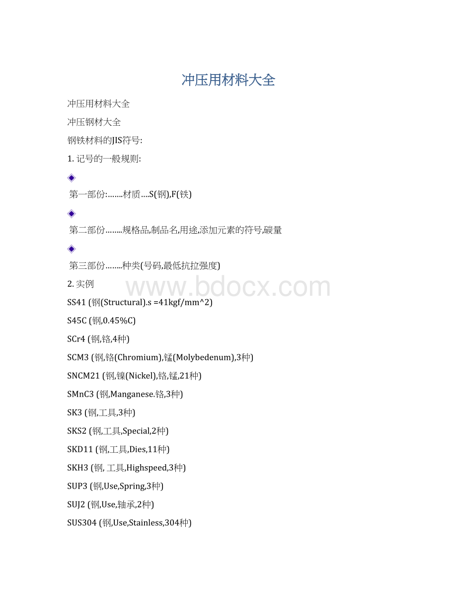 冲压用材料大全Word格式文档下载.docx