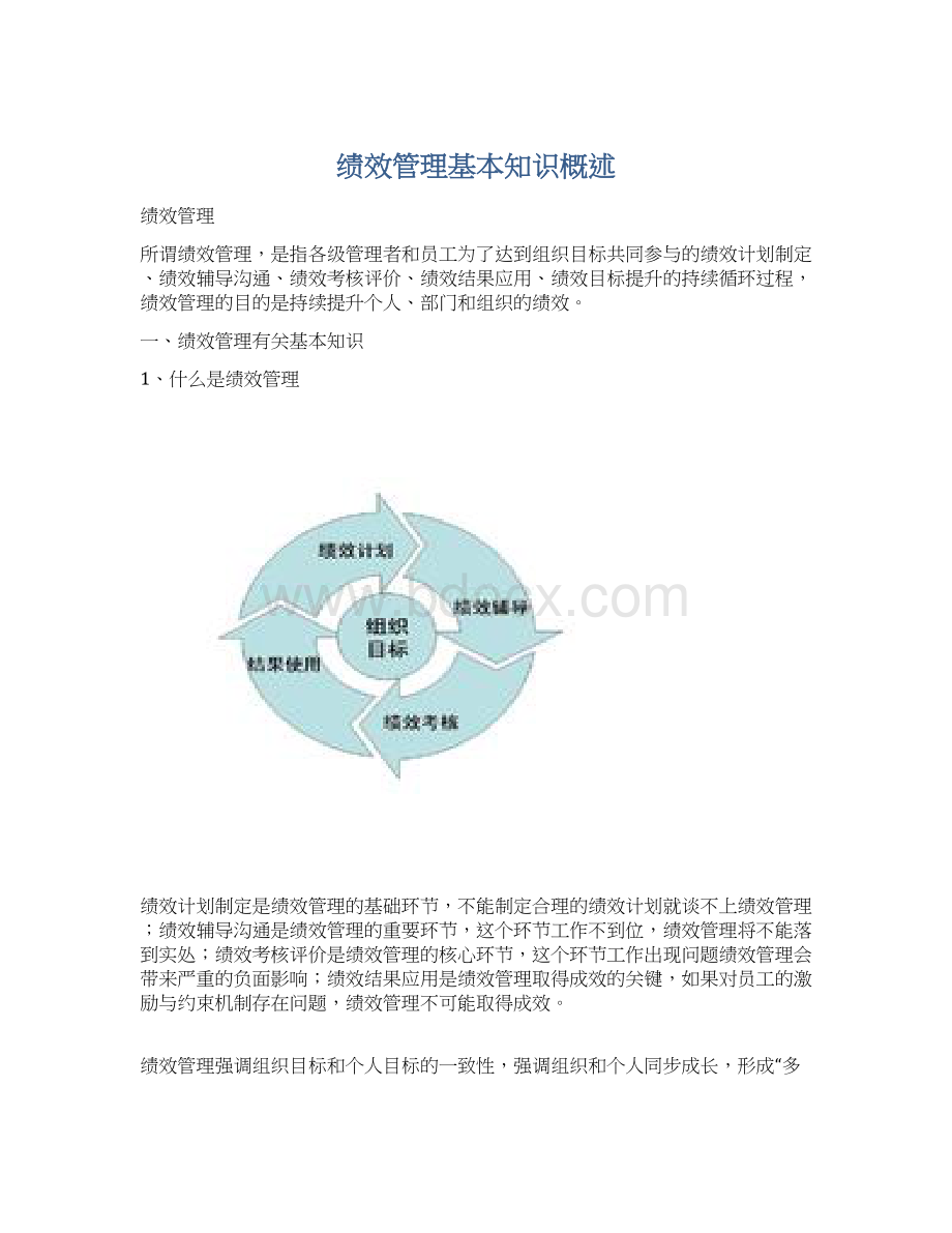 绩效管理基本知识概述Word文档格式.docx