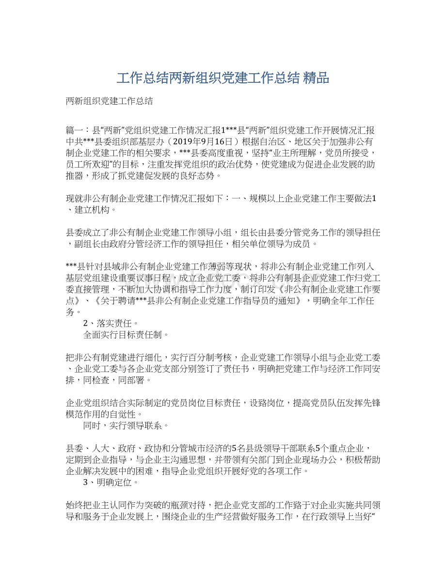 工作总结两新组织党建工作总结 精品Word格式文档下载.docx_第1页