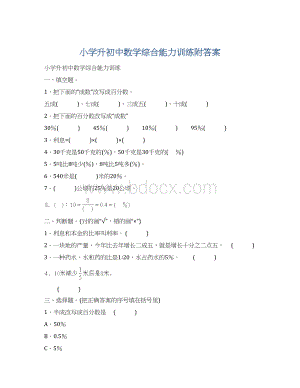 小学升初中数学综合能力训练附答案.docx