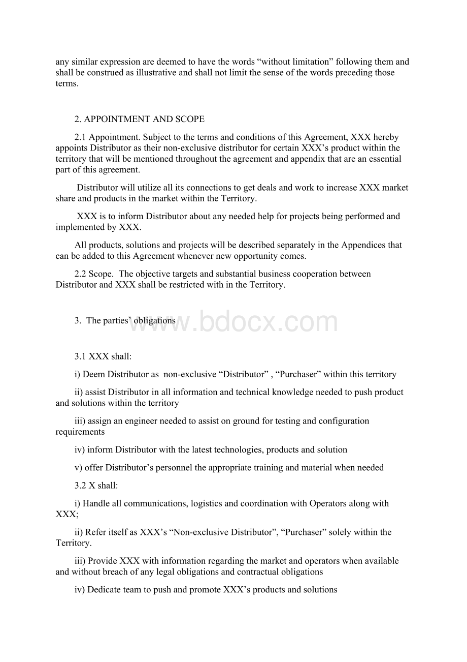 英文经销协议模板Distribution Agreement V20Word文档格式.docx_第3页