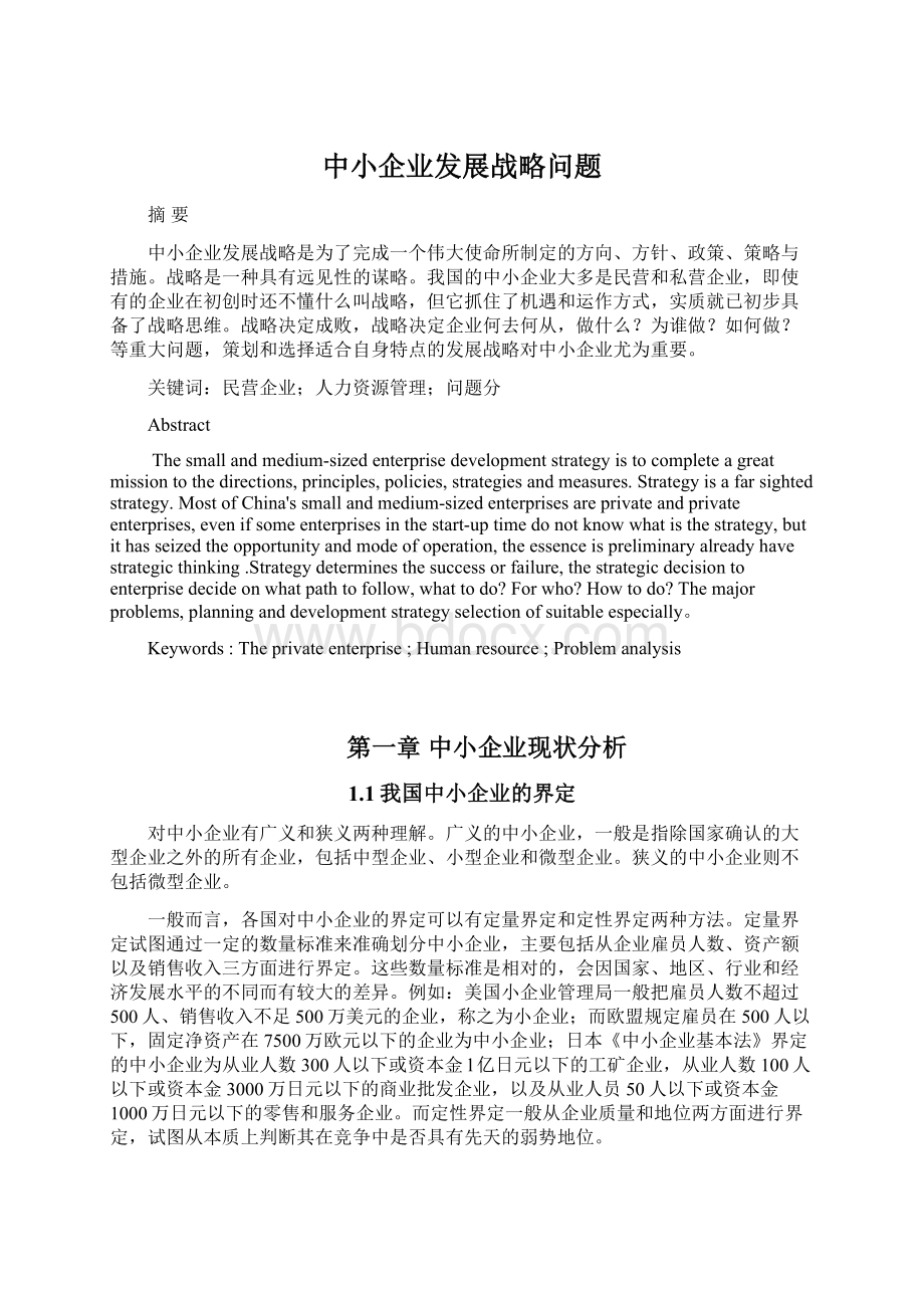 中小企业发展战略问题Word格式.docx_第1页