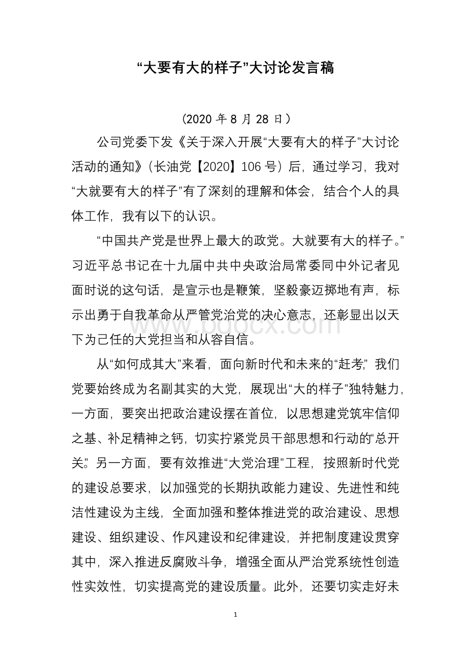 大要有大的样子大讨论发言稿Word文档格式.docx