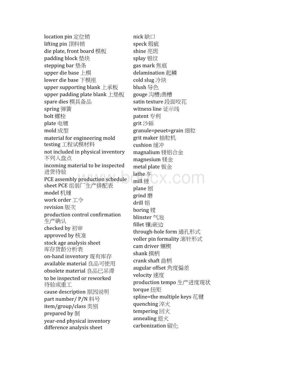 新模具工程常用词汇Word文件下载.docx_第2页