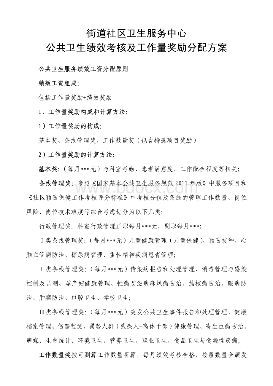 社区卫生服务中心公共卫生绩效考核及奖金分配制度资料下载.pdf