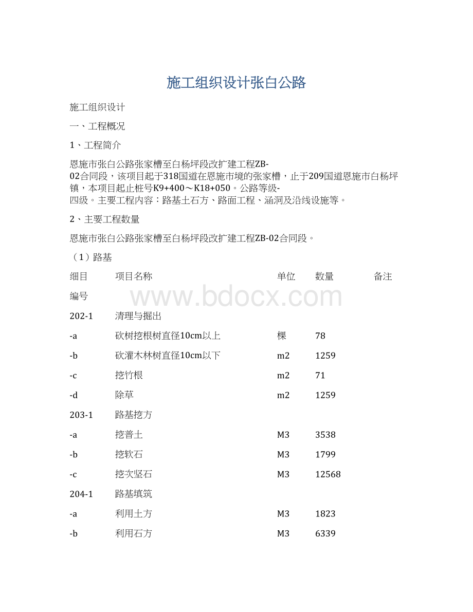 施工组织设计张白公路.docx