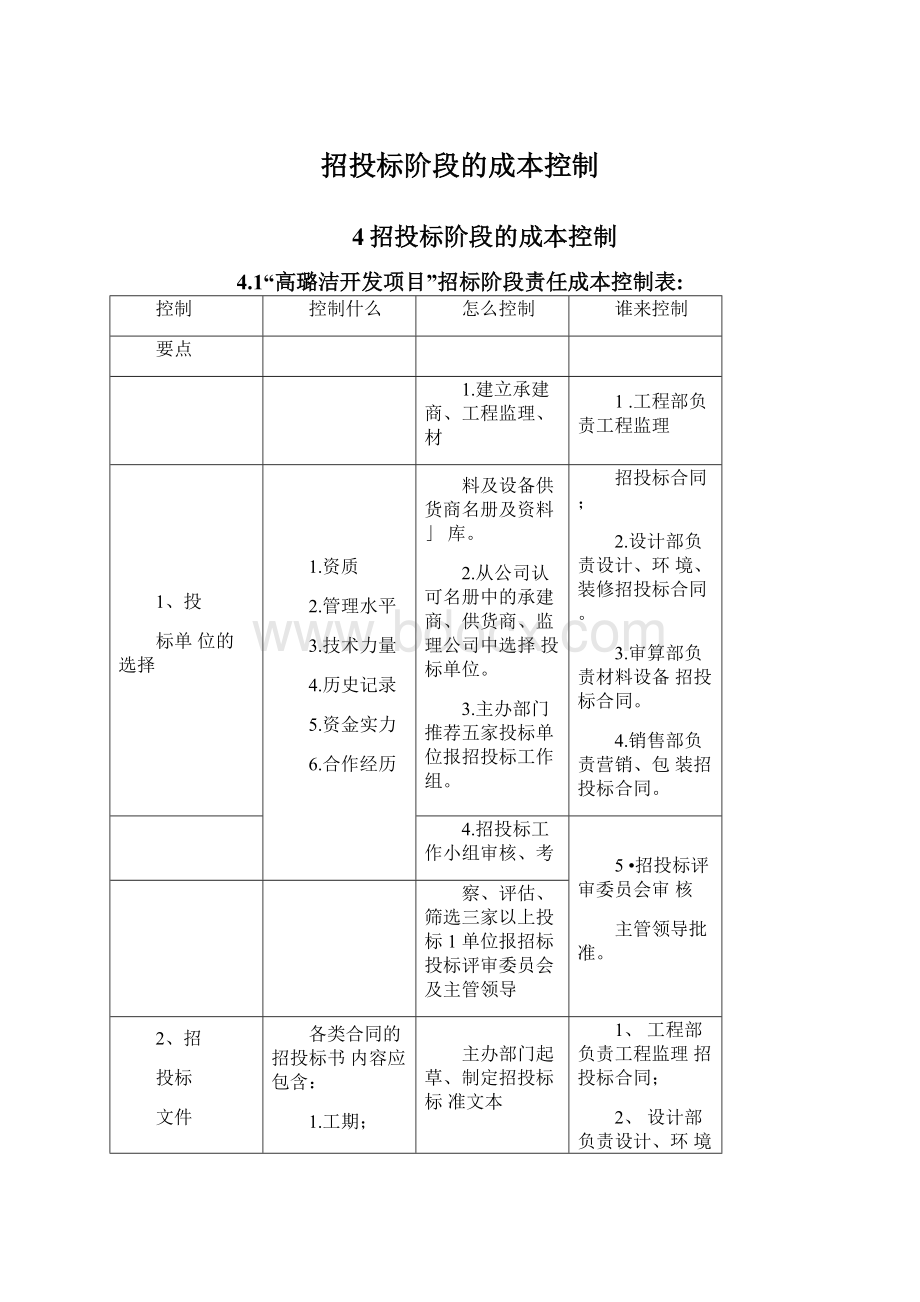 招投标阶段的成本控制.docx