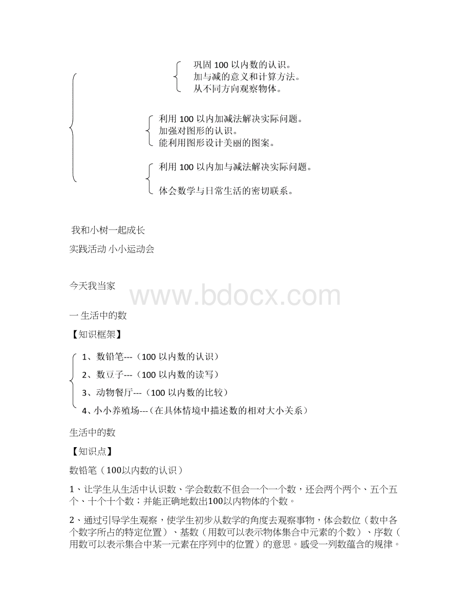 最新北师大版一年级数学下册知识点Word文档格式.docx_第3页