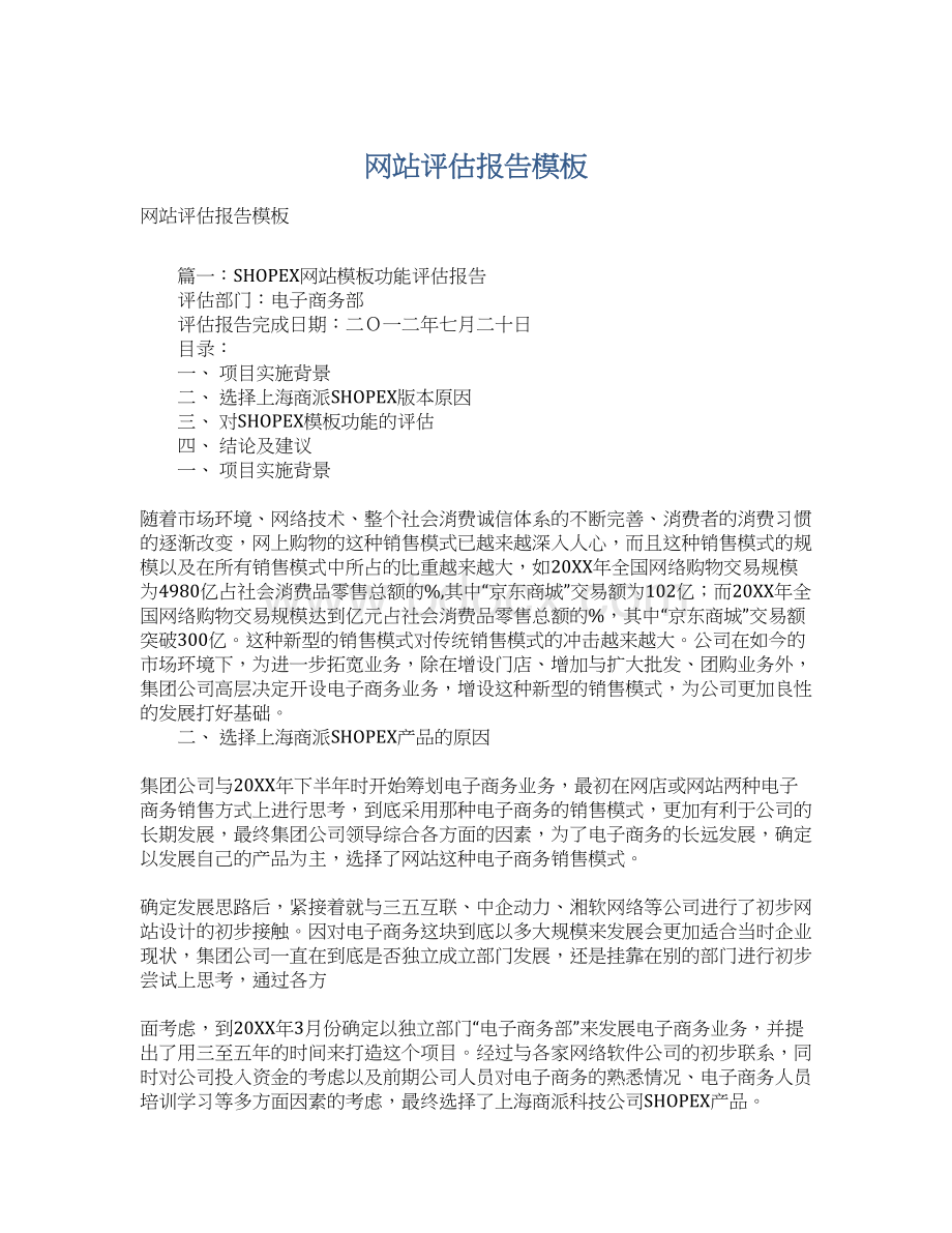 网站评估报告模板文档格式.docx_第1页