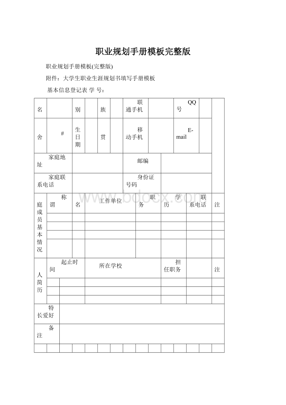 职业规划手册模板完整版.docx_第1页