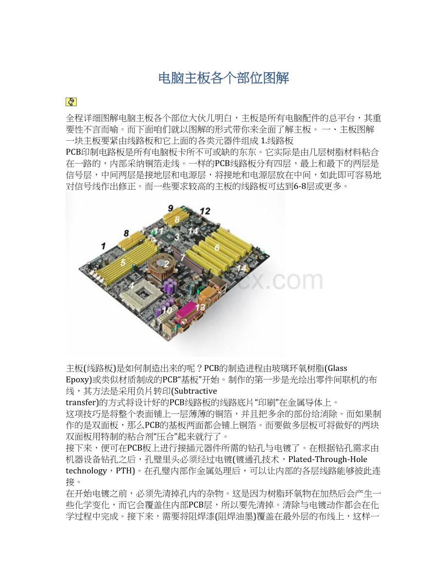 电脑主板各个部位图解Word文档格式.docx