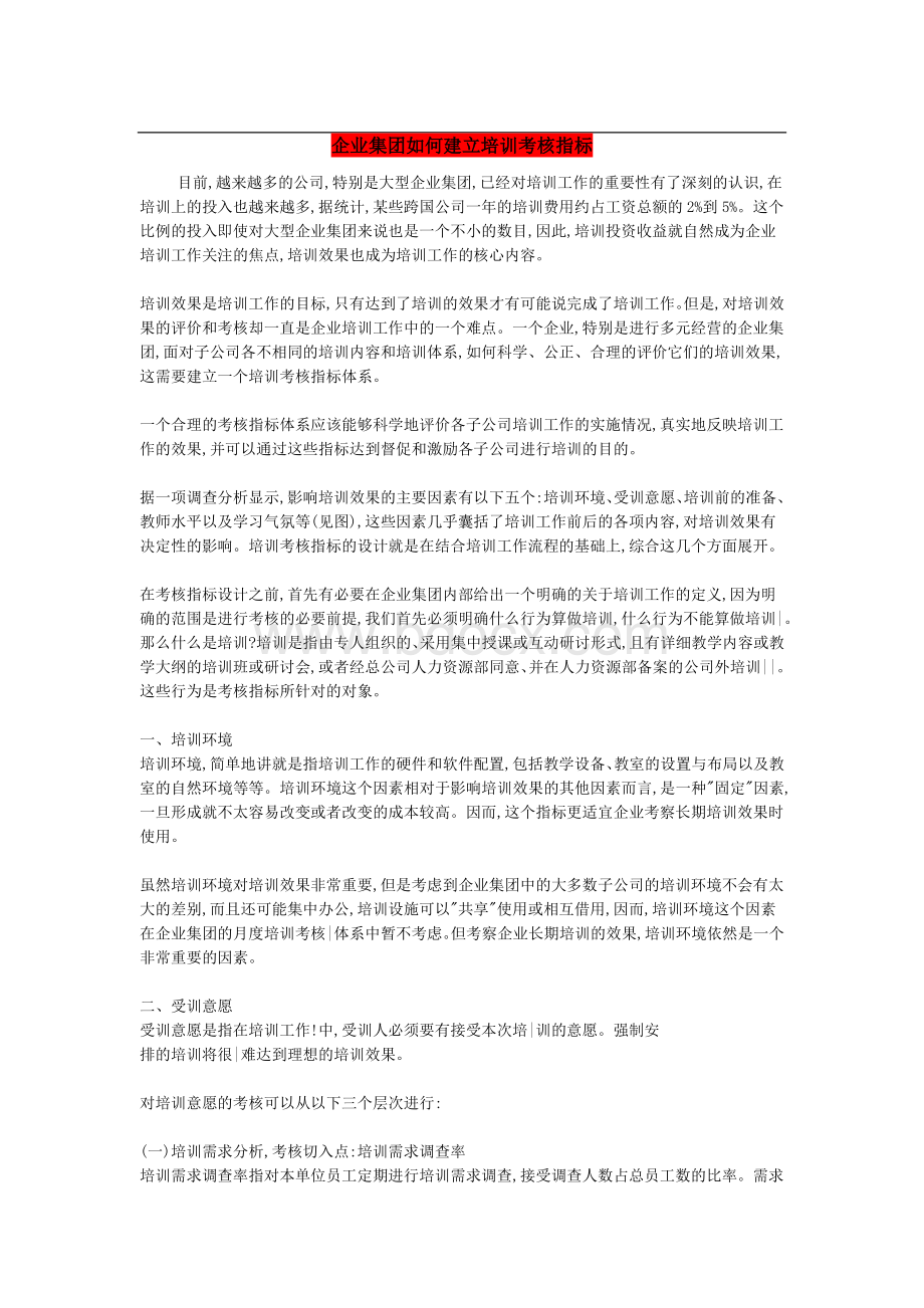 企业集团如何建立培训考核指标Word格式文档下载.doc_第1页