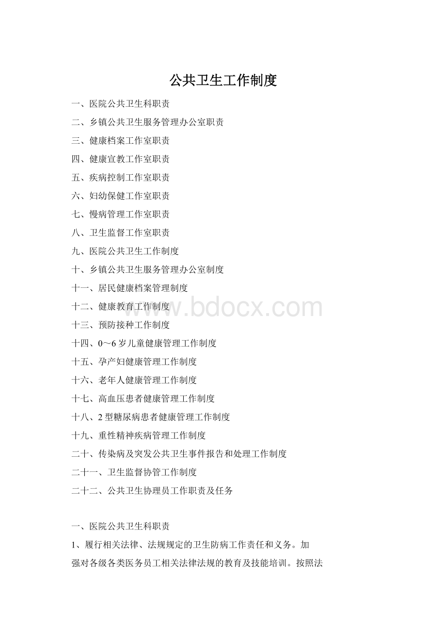 公共卫生工作制度Word文档下载推荐.docx