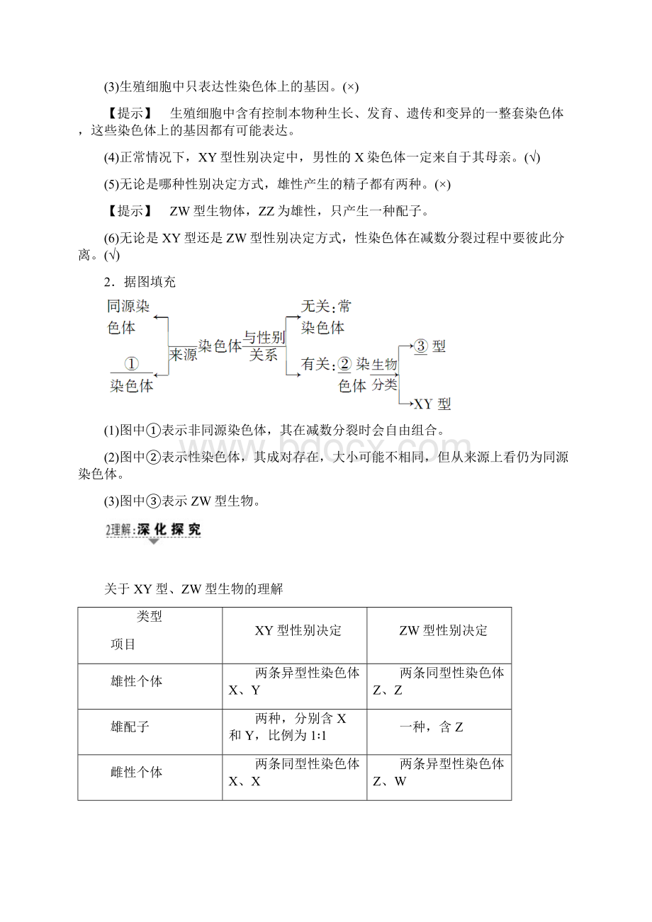 高考苏教版生物一轮复习讲义 必修2 第5单元 第3讲 性别决定和伴性遗传文档格式.docx_第2页