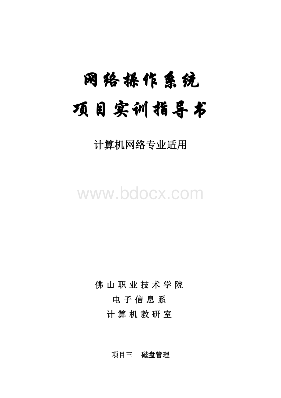 项目三磁盘管理实训指导书Word文档格式.doc_第1页