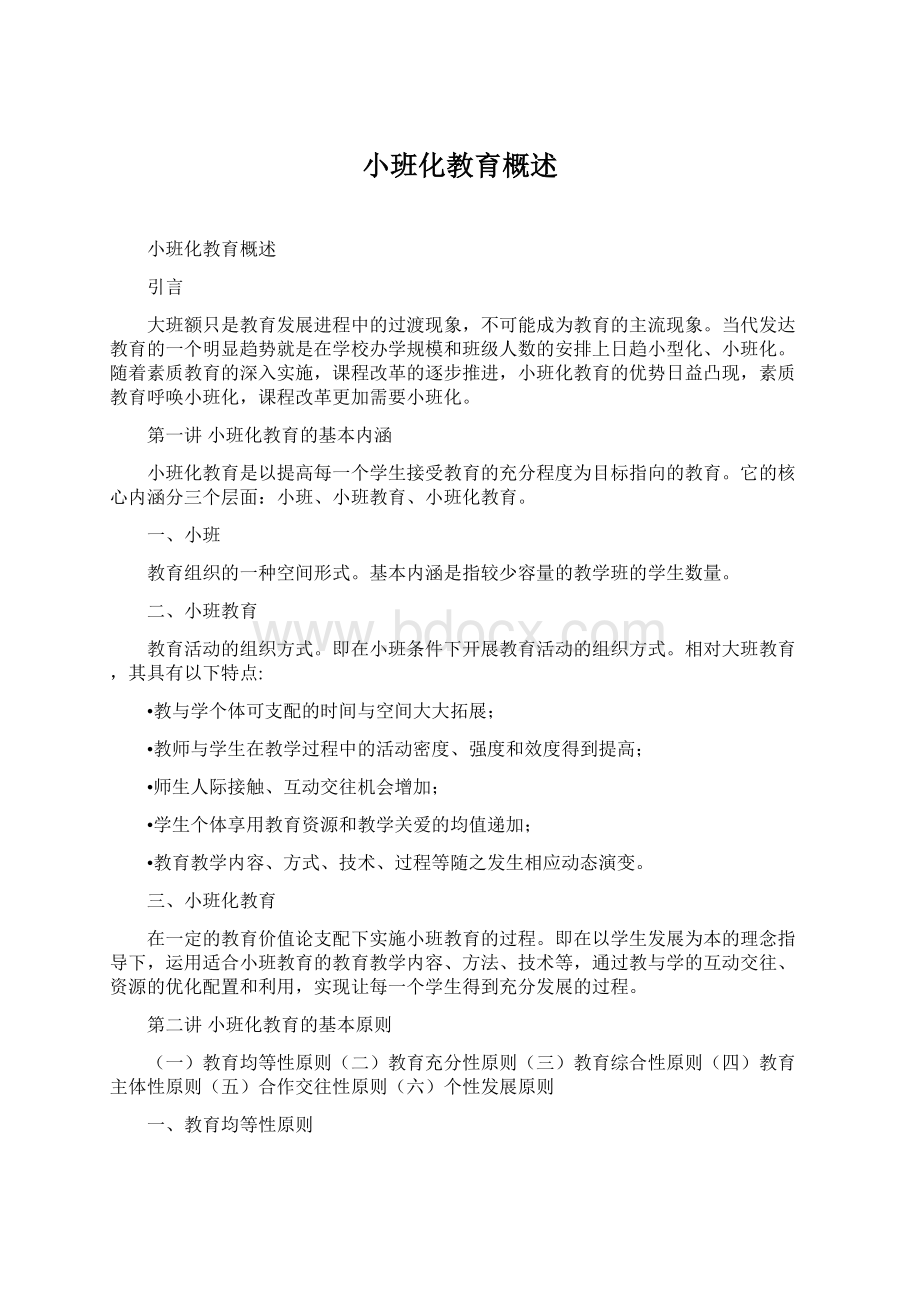 小班化教育概述文档格式.docx