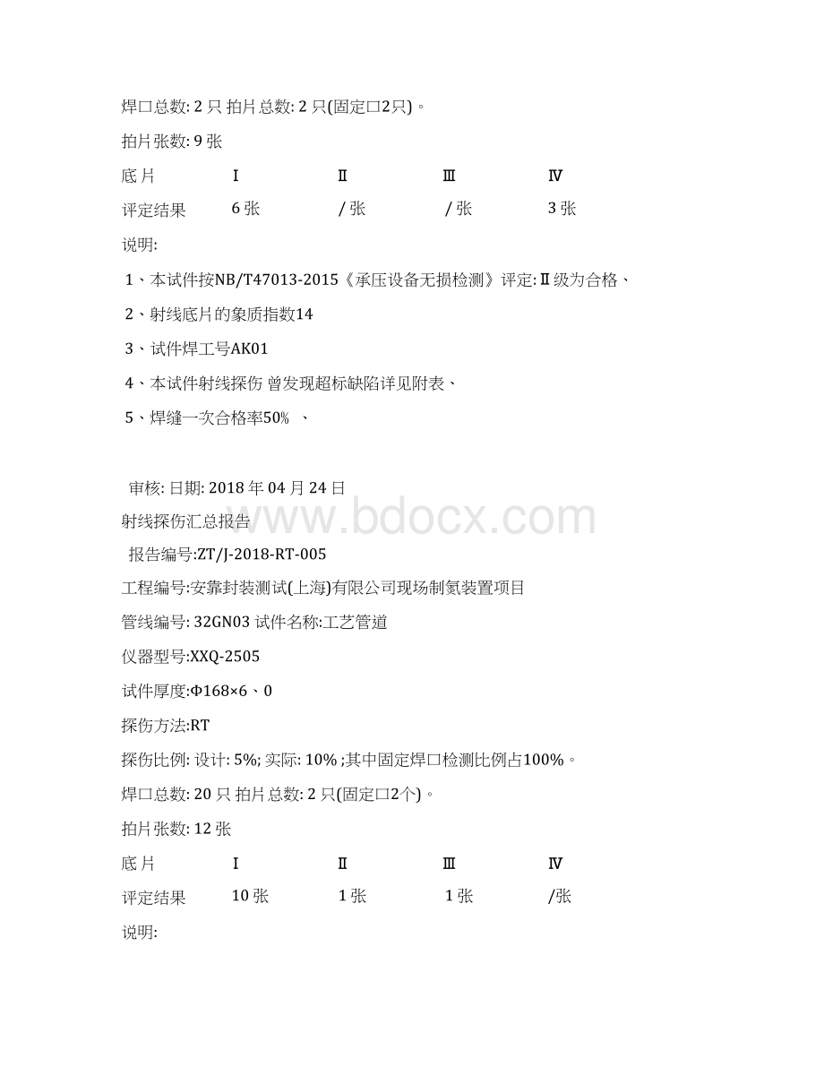 压力监检管道射线探伤汇总报告.docx_第3页