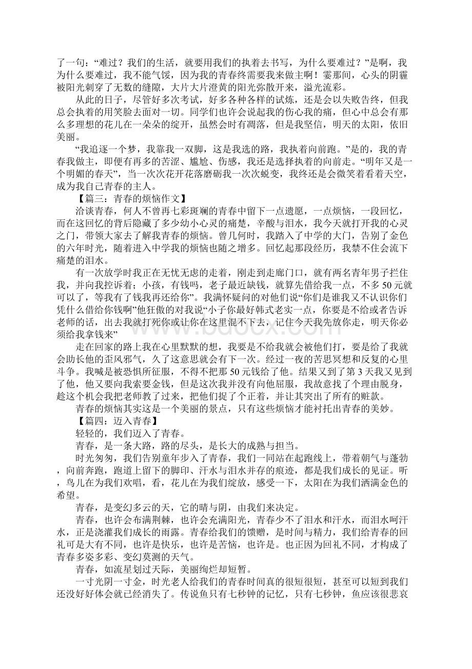 关于青春的作文600字初中Word文档格式.docx_第2页