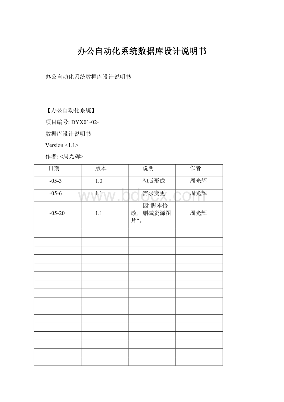 办公自动化系统数据库设计说明书Word文件下载.docx