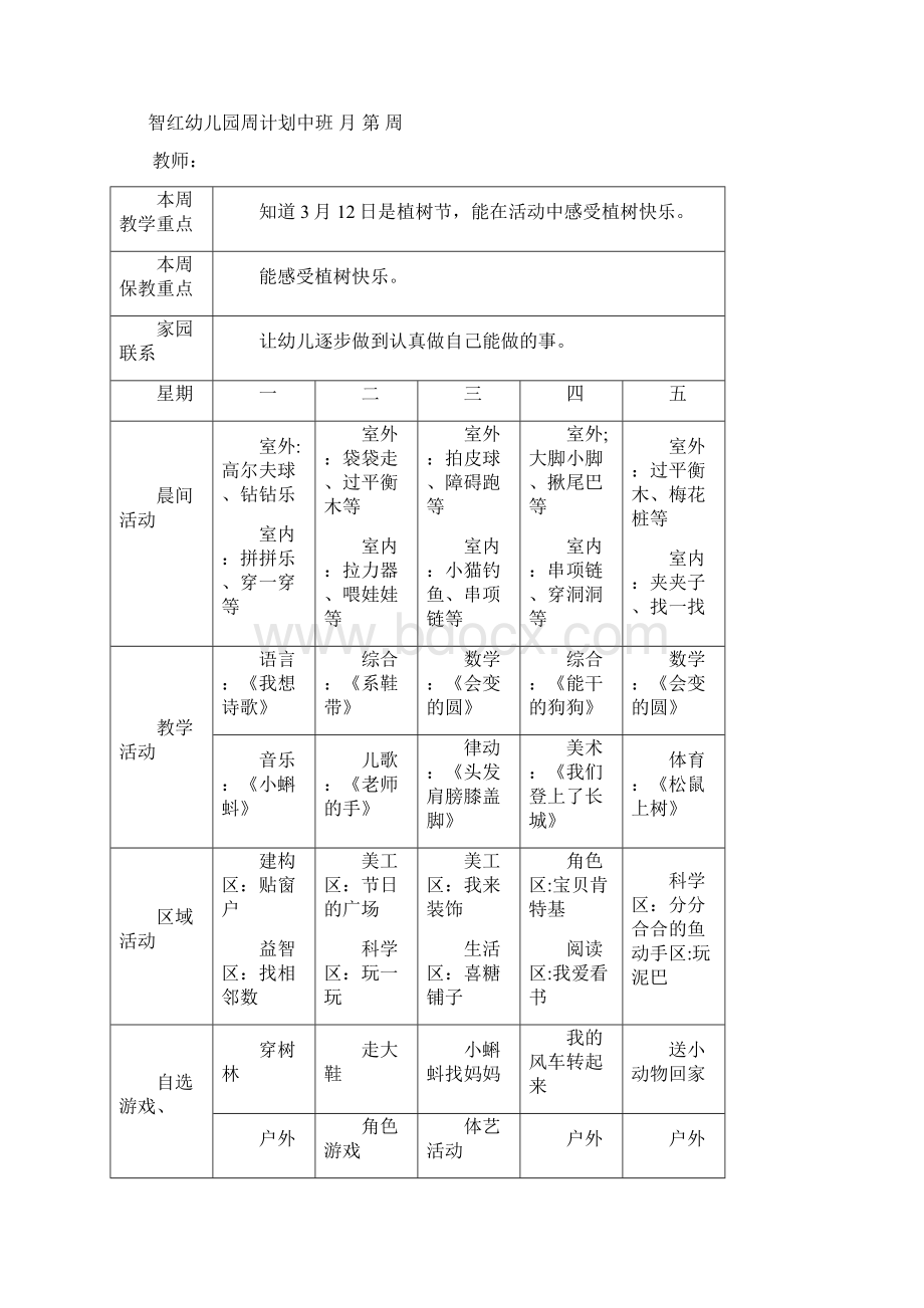 中班幼儿园周工作计划表Word文档格式.docx_第3页